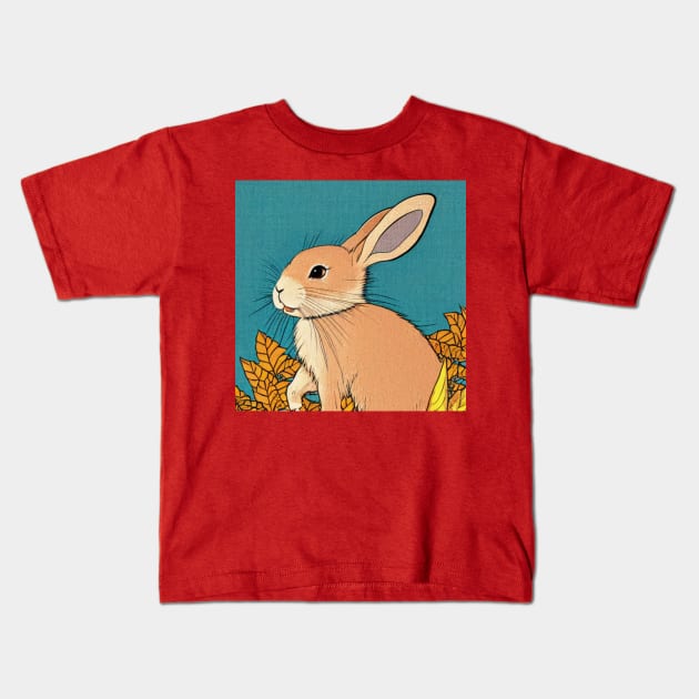Autumn Season Mini Rex Rabbit Cute Bunny Kids T-Shirt by wigobun